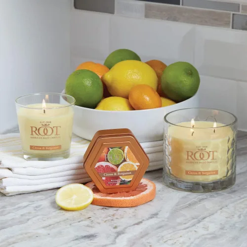 Vista 7 de Root Candles Velas Aromáticas Mezcla de Cera de Panal Vela Artesanal Premium, Veriglass Pequeño, Limón y Bergamota