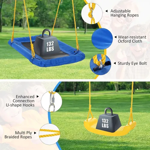 Vista 3 de Juegos de columpios para patio trasero de 550 libras – 3 en 1 multifunción para niños, juego de columpios para exteriores de servicio pesado, marco