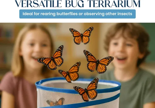 Vista 6 de Jaula de malla de hábitat para insectos y mariposas de 11 x 12 pulgadas, transparente