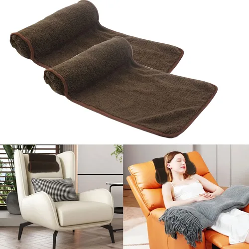 Vista 8 de Almohada cervical para sillón reclinable (22 x 14 pulgadas), rollo de cuello de lana ajustable, cojín antideslizante para reposacabezas para sofá