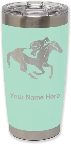 Vista 13 de LaserGram Vaso aislado al vacío de 20 onzas, carreras de caballos, grabado personalizado incluido (negro)