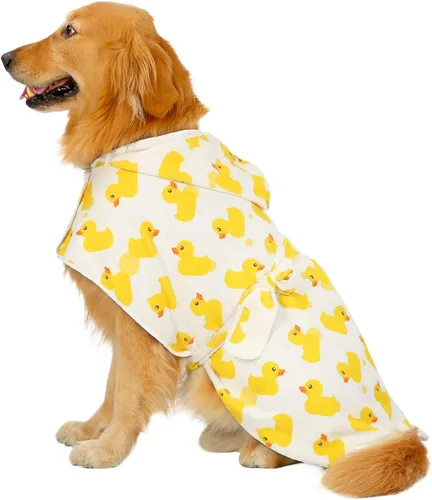 Vista 20 de HDE Bata de baño para perro, súper absorbente, de secado rápido, para cachorros, ajustable, con capucha, para perros tallas S-XXL con patos de goma