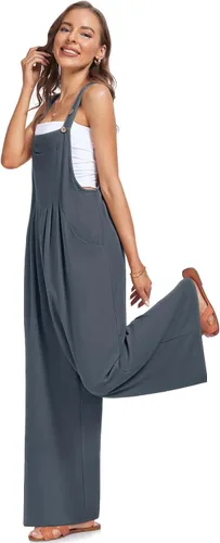 Vista 5 de DACESLON Overol casual de pierna ancha para mujer, overol de verano con tirantes sin mangas con bolsillos