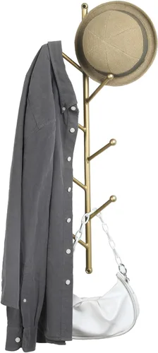 Vista 8 de MyGift 8 ganchos montados en la pared, moderno metal negro mate para sombreros y percheros, perchero decorativo vertical colgante con ganchos