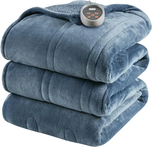Vista 36 de Beautyrest Manta térmica, manta eléctrica, suave, cálida y reversible, manta térmica Sherpa para oficina, sofá, 3 ajustes de calor, apagado