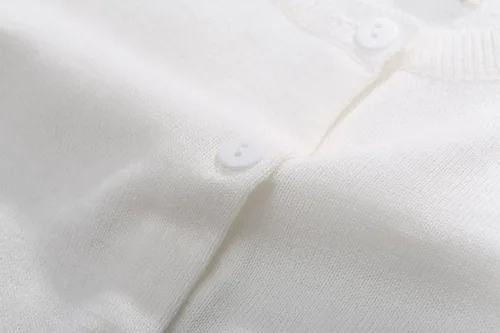 Vista 3 de GSVIBK Cárdigan de algodón de manga larga con botones para niñas y bebés, suéter de cuello redondo, suéter de uniforme
