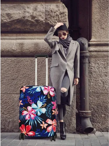 Vista 7 de GOXUNYUAN Funda de equipaje protector elástico lavable para maleta con etiqueta de equipaje Flor