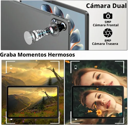 Vista 6 de Tablet Android 16 de 12 pulgadas, 24 GB de RAM 128 GB ROM (expandible 1 TB), pantalla Full HD de 2000 × 1200 IPS, batería larga de 8000 mAh, 12+