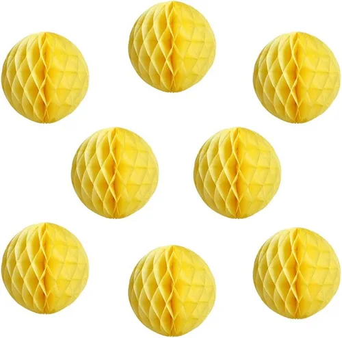 Vista 7 de 8 bolas de papel de panal de 8 pulgadas, bolas decorativas de panal de abeja, pompones de papel, bolas de flores, bolas colgantes de arte