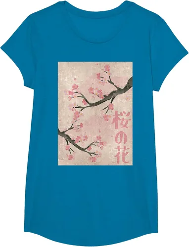 Vista 80 de Cherry Blossom Japanese Vintage Woodblock Japan Pink Sakura T-Shirt Asphalt Grey