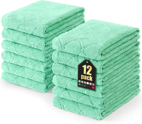 Vista 25 de Homaxy - Paquete de 12 trapos de cocina (13 x 19 pulgadas, marrón), de terciopelo coral supersuaves y absorbentes para lavar platos, paño
