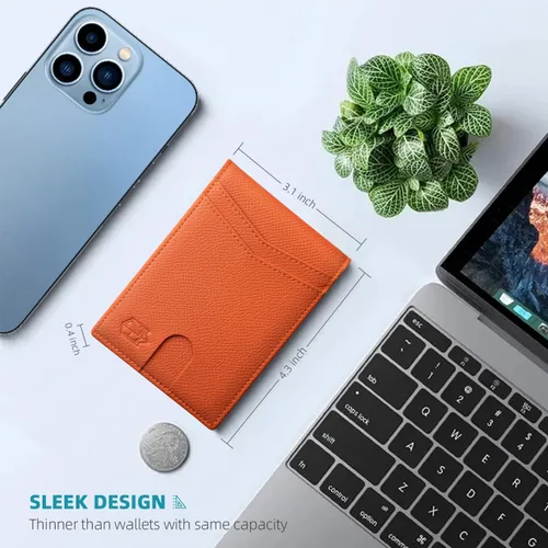 Vista 8 de Zitahli - Carteras delgadas con clip para dinero para hombre, tarjetero minimalista, de cuero, plegable, con bloqueo RFID, cartera de bolsillo
