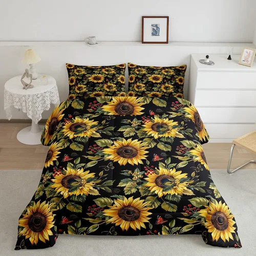 Vista 19 de Feelyou Lindo juego de edredón decorativo de hongos para niños, edredón de hongos de dibujos animados para niños y adolescentes, juego de ropa