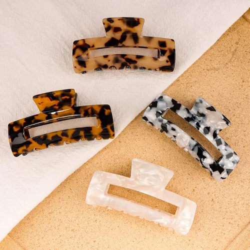 Vista 4 de Magicsky 4 pinzas para el cabello, pasadores de plátano acrílico para el cabello, pinzas de celuloide de mariposa francesa, pinzas de agarre