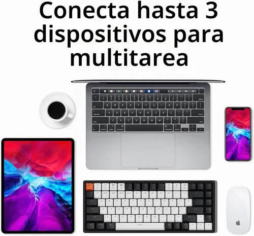 Vista 2 de Keychron K2 Teclado mecánico inalámbrico Bluetooth/USB con cable, diseño 75% intercambiable en caliente, 84 teclas, retroiluminación LED RGB, marco