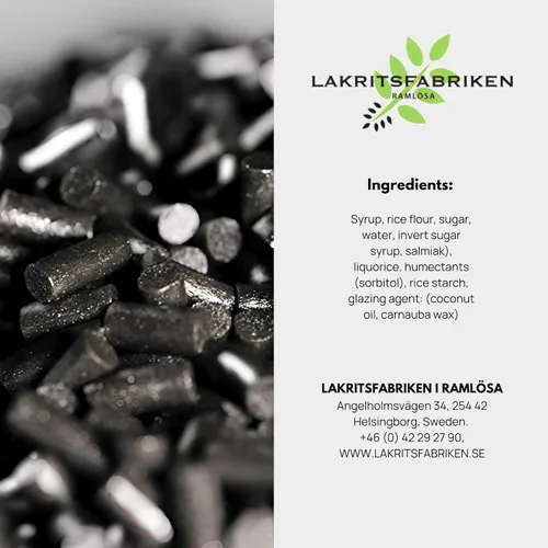 Vista 2 de Lakritsfabriken Ramlosa Regaliz negro sueco de primera calidad, caramelo de regaliz negro salado y suave con 6% de raíz de regaliz, regaliz vegano