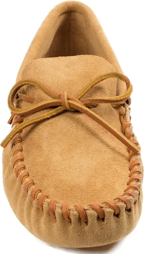 Vista 2 de Minnetonka Mocasines de piel con cordones para hombre, Marrón