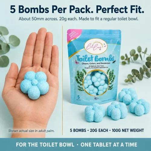 Vista 7 de Bombas de inodoro de aceite esencial natural para inodoros, tabletas limpiadoras de inodoro, aroma de eucalipto de larga duración para un baño