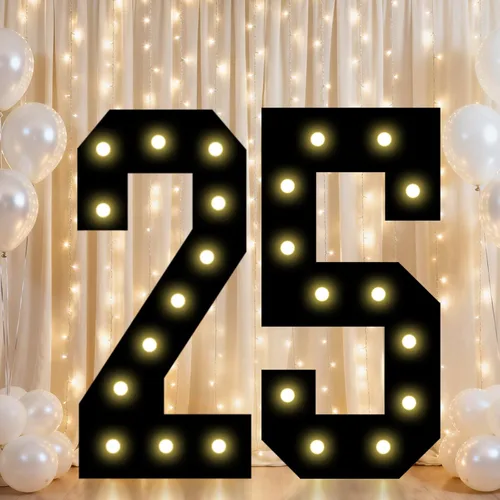 Vista 27 de Pooqla - Números iluminados negros, decoraciones de cumpleaños 50 para hombres Number 50
