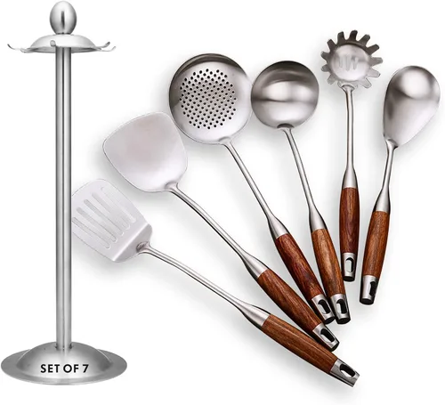 Vista 17 de Cuchara de Cocina, Cucharas Grandes de Servir de Acero Inoxidable 304, Plata/31,9 cm