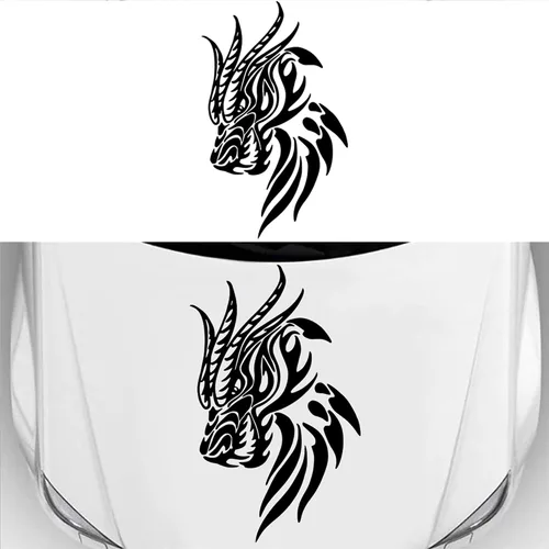 Vista 3 de Dragon Head Graphics - Adhesivo de vinilo autoadhesivo para capó de automóvil, accesorios de decoración de capó de automóvil, 31.49 x 19.68