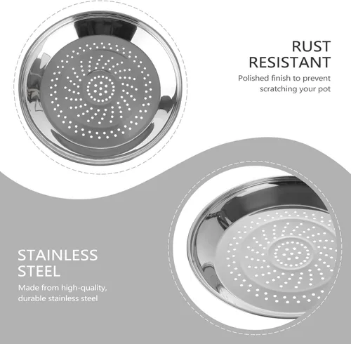 Vista 4 de Yardwe Plato para cocinar al vapor de acero inoxidable con agujeros, estante de 13.4 in para cocinar, perfecto para albóndigas, tamales y verduras