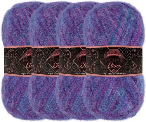 Vista 76 de JubileeYarn Mohair Elixir Yarn - 50g/Skein Baby Wool Blend - Cosmopolitan - 1 Skein