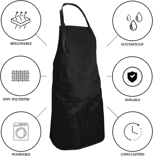 Vista 5 de Delantal personalizado para hombres y mujeres, delantales personalizados con bolsillos, personalizable, nombre, texto, logotipo, imagen, foto