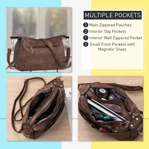 Vista 4 de Katloo Bolsa de Hobo Medio Mujeres Bolso Bolso Bolso de Cuero PU Crossbody Bolso de Hombro Bolsa de Teléfono Bolsas de Mano de las Señoras Satchel