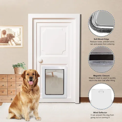 Vista 3 de CEESC Puerta grande para perros de hasta 100 libras, puerta resistente a la intemperie para gatos y perros, duradera, panel de cierre a presión