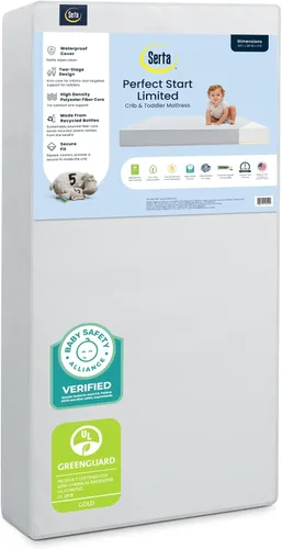 Vista 10 de Serta Perfect Start Colchón transpirable de dos etapas limitada para cuna y colchón para niños - Funda transpirable y núcleo de fibra, funda lavable