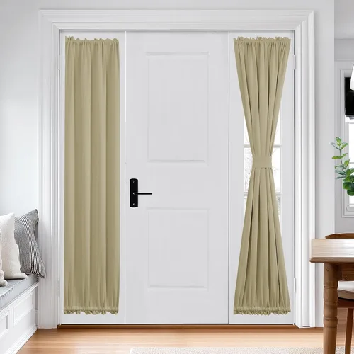 Vista 38 de Deconovo Cortinas opacas para puerta, bolsillo para cortinero y cortinas de bloqueo con aislamiento térmico para dormitorio, 137.16 x 189.2 cm, azul