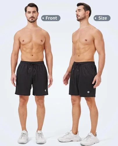 Vista 3 de lomsoe 5 Pack Gym Shorts Men 5 Inch Quick Dry Mesh Shorts Men Lightweight Training Athletic Running Shorts with Pockets