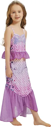 Vista 6 de Disfraz de sirena para niñas pequeñas, vestido de sirena para Halloween, vestido de princesa