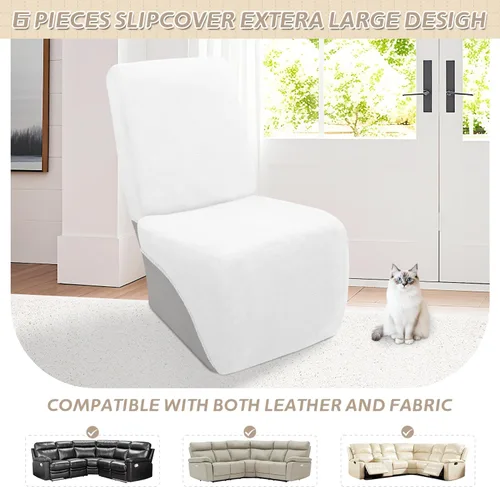 Vista 671 de Arfntevss Fundas de sofá seccional reclinable de terciopelo, Funda de sofá seccional de esquina para sofá reclinable, Funda elástica suave