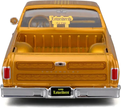 Vista 3 de 1965 Chevrolet El Camino Lowrider Gold Metallic con gráficos Lowriders Series 1/25 Modelo de coche fundido a troquel por Maisto