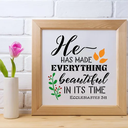 Vista 4 de 14 plantillas cristianas para pintar sobre madera, letrero bíblico motivacional con texto en inglés "Faith God Fidence Be Still", plantillas