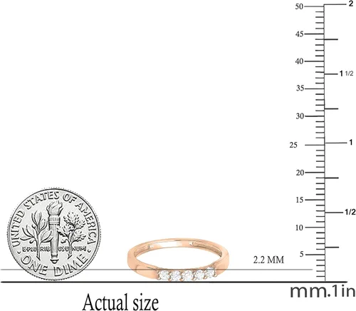 Vista 123 de Dazzlingrock Collection Anillo de boda redondo de 5 piedras preciosas o diamantes para mujer en oro macizo de 10 K/14 K/18 K