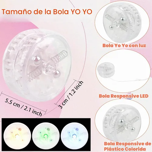 Vista 2 de 15 piezas de bola Yo Yo con luz LED transparente, bola sensible de plástico sensible para principiantes, cumpleaños, Navidad, relleno de calcetines