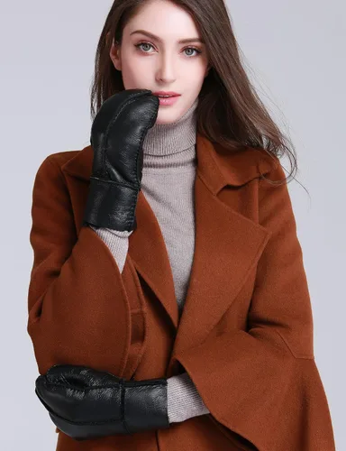 Vista 3 de YISEVEN Manoplas de piel de oveja de invierno para mujer