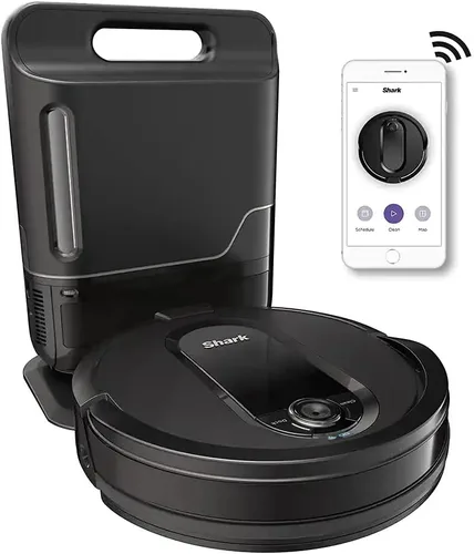 Vista 4 de Shark AV1010AE IQ Robot Aspiradora con Base de Autovaciado XL, Sin Bolsa, Capacidad de 45 Días, Navegación Avanzada, Alexa y Wi-Fi, Cepillo