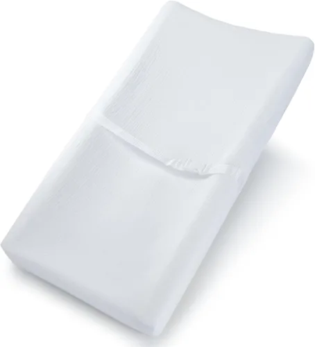 Vista 27 de Comfy Cubs Funda ajustable de muselina para cambiador, suave, transpirable y lavable, 100% algodón para la comodidad del bebé, ajuste universal