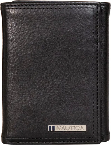 Vista 58 de Nautica Men's Trifold Wallet RFID Blocking Protection ID Window Card Slots Genuine Leather Durable