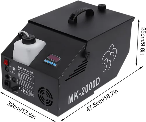Vista 2 de Máquina de niebla de humo de baja altura de 1200 W, Dmx y máquina de niebla de hielo seco con control remoto, máquina de humo de fiesta, nebulizador