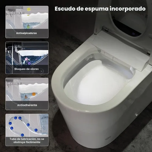Vista 7 de Casta Diva Inodoro inteligente con bidé incorporado, apertura y cierre automático, sensor de pie, descarga automática de 1000 MaP, altura