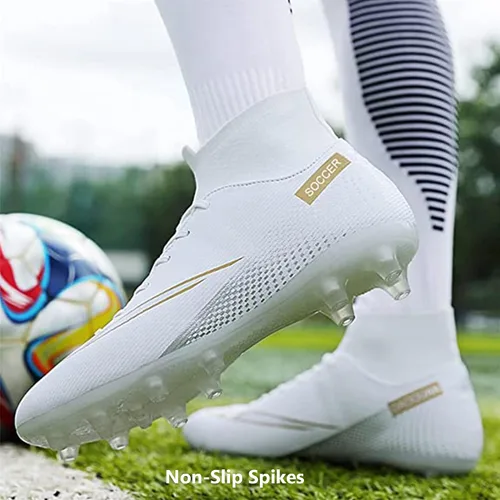 Vista 4 de UYO Men's Soccer Shoes Football Cleats Outdoor High-Tops Lace-Up Non-Slip Spikes AGFG Boots