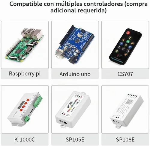 Vista 3 de WS2812B RGB LED Digital Flexible Panel de luz direccionable individualmente WS2812 8X8 16X16 8X32 Módulo LED Matriz Pantalla DC5V
