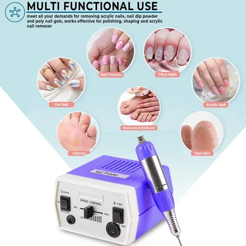 Vista 2 de JD700 - Taladro de uñas eléctrico mejorado, brocas de uñas para uñas acrílicas, herramientas profesionales de manicura y pedicura de 30000 RPM
