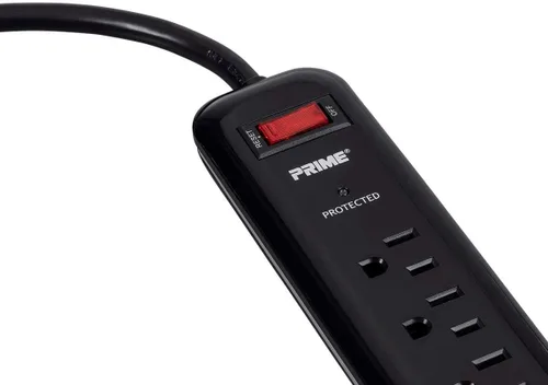 Vista 5 de Regleta de protección contra sobretensiones de 6 salidas con enchufe de perfil bajo con cable de 4 pies, 1000 julios, color negro