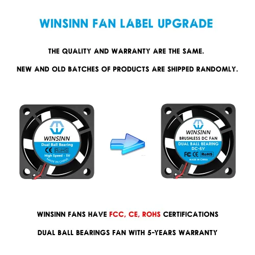 Vista 3 de WINSINN Ventilador de 1.575 in y 5 V, rodamiento de bolas dual 7000 RPM, 4020, silencioso reemplazo del ventilador para impresora 3D/DVR/electrónica